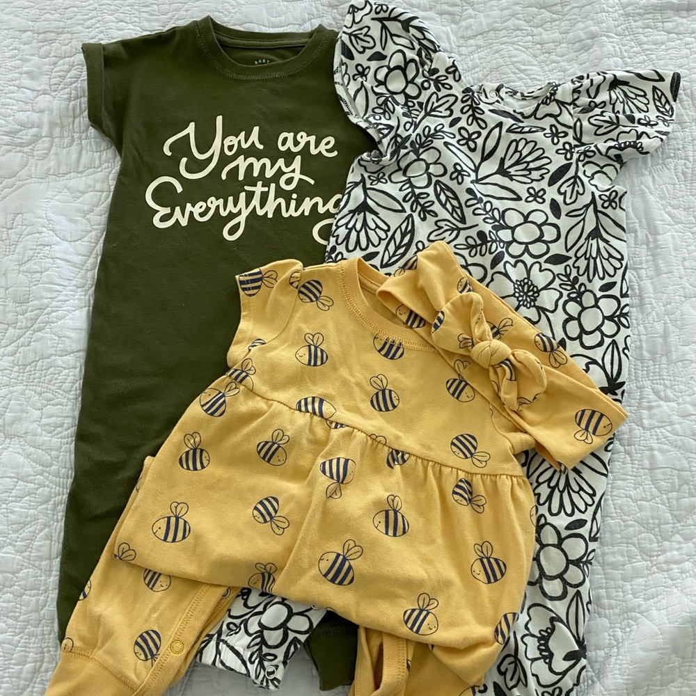 Assorted Cat & Jack rompers, 6-9 month size